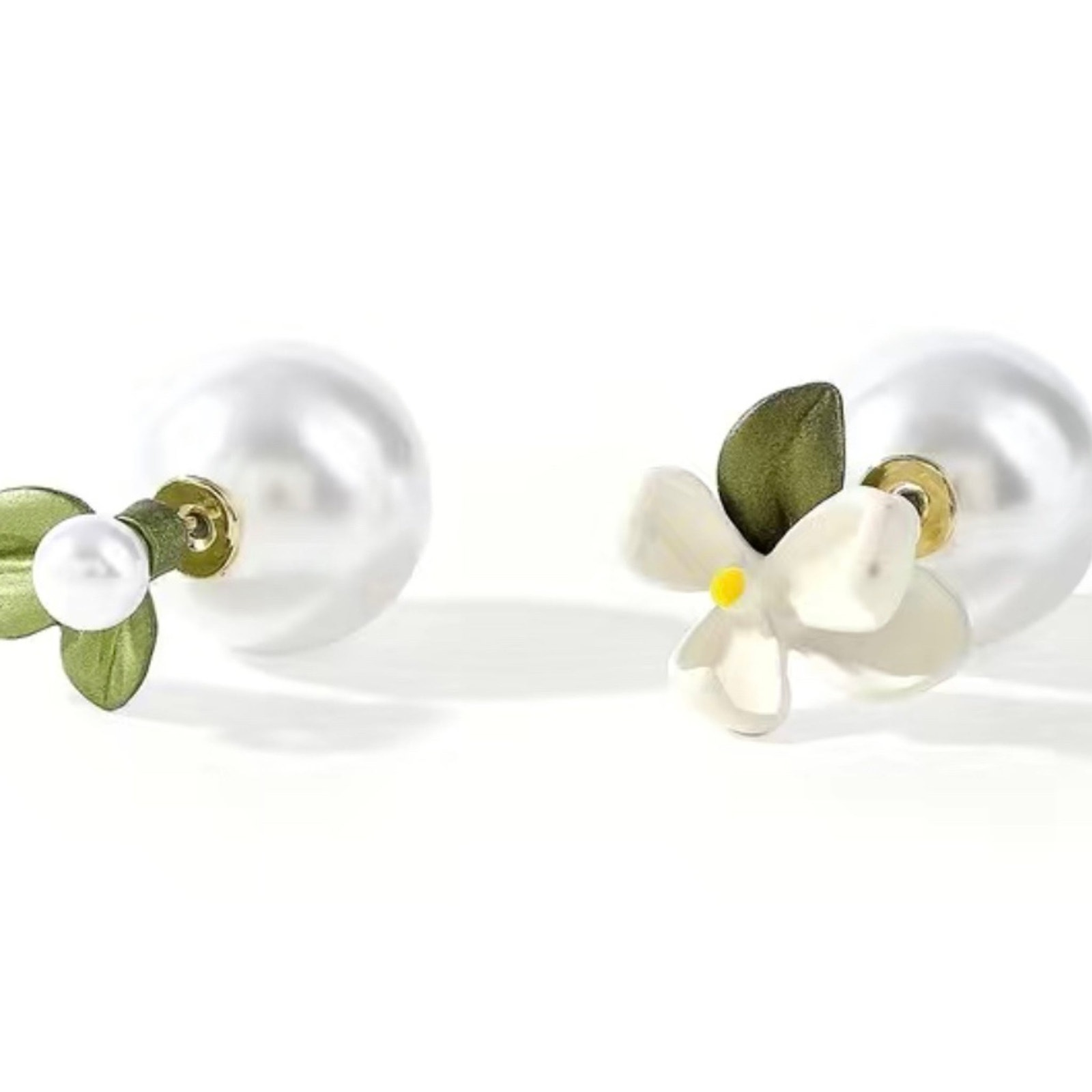 White Magnolia Double Sided Earrings 10$
